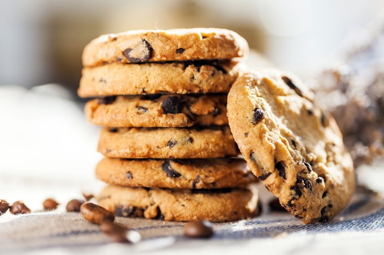 Recipe for High Protein Snacks: A stack of Chocolate Chip Cookies
