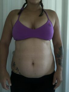 Heather's 'before' picture - how to lose weight as a single mom with Nathalia Melo Fit